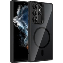 Ummeslem Samsung Galaxy S22 Ultra Için Uyumlu Kılıf Standlı Lens Hediyeli M-Safe Şarj Özellikli Etro Kapak