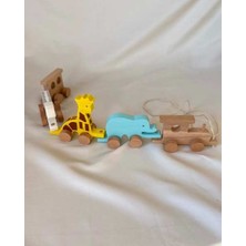 Ahşap Oyuncak Safari Tren | El Yapımı Montessori Çek Çocuk Treni | Tiny Wood