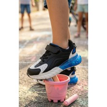 In Step Pixel Fun Erkek Çocuk Spor Ayakkabı - Siyah Beyaz Detaylı, Cırt Cırtlı