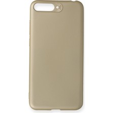 Ummeslem Huawei Honor 7A Için Uyumlu Kılıf Yumuaşk Renkli Esnek Premium Rubber Silikon - Gold