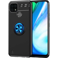 Realme C25 Için Uyumlu Kılıf Dönebilen Standlı Olabilen Yüzüklü Renkli Ravel Kapak