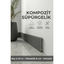 AGK Espumo Kompozit Süpürgelik 8 cm Antrasit | Suya, Neme, Darbeye Dayanıklı Süpürgelik 2,40 m ESP205