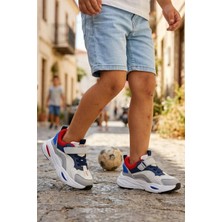 In Step Pixel Fun Unisex Çocuk Spor Ayakkabı - Lacivert Beyaz Detaylı, Cırt Cırtlı