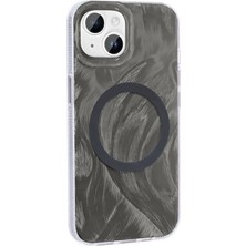 Ummeslem Apple iPhone 15 Plus Için Uyumlu Kılıf Magsafe Şarj Özellikli Fırça Boya Desenli Palet Kapak