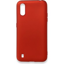 Ahlttiba Samsung Galaxy A01 Için Uyumlu Kılıf Yumuaşk Renkli Esnek Premium Rubber Silikon - Bordo