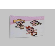 Kanvaspera Powerpuff Girls - Karikatür Tarzı Neşeli Kız Karakterler Duvar Örtüsü – Vinil Kumaş