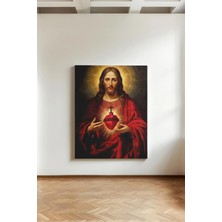Kanvaspera Kutsal Yürek Isa Jesus - Kanvas Tablo - Hristiyanlık, Iman ve Ruhsallık Temalı Duvar Dekorasyonu