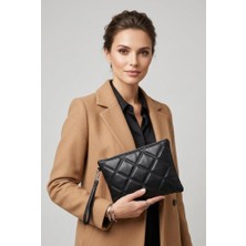 Estrella Paris Lavita Portföy & Clutch Çanta Çıkarılabilir Bileklik Askılı Siyah 25 x 19 cm
