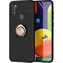 Samsung Galaxy M11 Uyumlu Cep Telefonu Için Dönebilen Yüzüklü Standlı Silikon Ravel Kapak