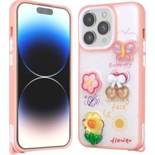 Ummeslem Apple iPhone 14 Pro Max Için Uyumlu Kılıf Parlayan Simli Kabartma Figürlü Cevze Kapak