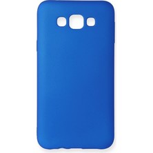 Ummeslem Samsung Galaxy E7 Için Uyumlu Kılıf Yumuaşk Renkli Esnek Premium Rubber Silikon - Mavi