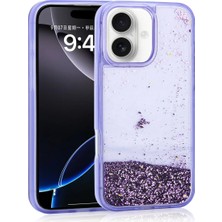 Ahlttiba Apple iPhone 16 Için Uyumlu Kılıf Sıvılı Simli Şeffaf Arka Yüzey Keto Silikon Kapak