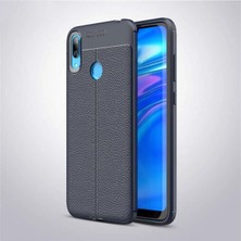 Ahlttiba Huawei Y7 Prime 2019 Için Uyumlu Ultra Koruma Deri Görünümlü Silikon Yüzey Kılıf Niss Kapak