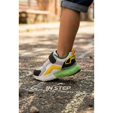 In Step Pixel Fun Çocuk Spor Ayakkabı - Neon Yeşil Sarı Detaylı, Cırt Cırtlı