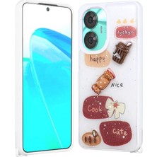 Realme C55 4g Için Uyumlu Kılıf Parlayan Simli Kabartma Figürlü Cevze Kapak