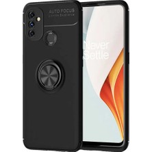 Ummeslem One Plus Nord N100 Uyumlu Cep Telefonu Için Dönebilen Yüzüklü Standlı Silikon Ravel Kapak