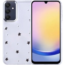 Ummeslem Samsung Galaxy A25 Cep Telefonu Için Uyumlu Kılıf Airbag Tasarımlı Simli Şeffaf Kutup Kapak