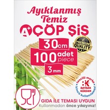 Çöp Şiş  100 Adet, 3 mm - Adana, Urfa, Et, Tavuk, Sebze Kebap Yemekler Için Ahşap, Odun, Bambu