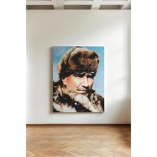 Kanvaspera Mustafa Kemal Atatürk - Kürk Palto Portesi - Kanvas Tablo - Tarihi Duvar Dekorasyonu