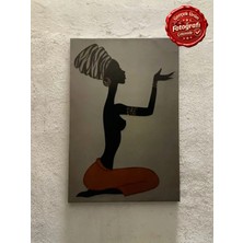 Kanvaspera Afrikalı Geleneksel Kadın Diz Çökmüş - Kanvas Tablo | Etnik Sanat | Çağdaş Duvar Dekorasyonu