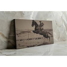 Kanvaspera Atatürk Atını Şaha Kaldırmış - Kanvas Tablo - Siyah Beyaz, Önderlik ve Yiğitlik Temalı Duvar Dekorasyonu