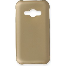 Ahlttiba Samsung Galaxy J1 Ace Için Uyumlu Kılıf Yumuaşk Renkli Esnek Premium Rubber Silikon - Gold