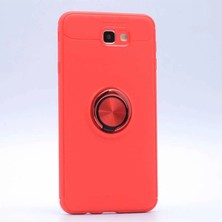 Samsung Galaxy J7 Prime Için Uyumlu Kılıf Dönebilen Yüzüklü Standlı Silikon Ravel Kapak