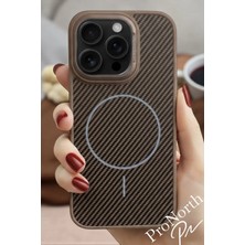 ProNorth IPhone 15 PRO Uyumlu Kılıf Magsafe Şarj Özellikli Karbon Fiber Premium Kapak