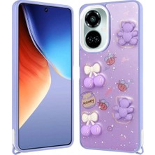 Tecno Camon 19 Pro Için Uyumlu Kılıf Parlayan Simli Kabartma Figürlü Cevze Kapak