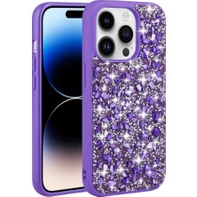 Ahlttiba Apple iPhone 14 Pro Kılıf Parlak Taşlı Tasarım Cep Telefonu Için Uyumlu Kapak Linea Kapak
