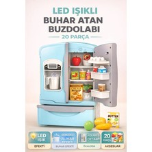 Yıldırım Oyuncak LED Işıklı Buhar Sprey Atan Açılabilir Çift Kapılı Buzdolabı 12 Parça Aksesuarlı Sesli Müzikli 26 cm