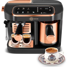 Karaca Hatır Perfetto Dijital ve Dokunmatik Ekranlı Çelik Cezveli Espresso ve Türk Kahve Makinesi Copper