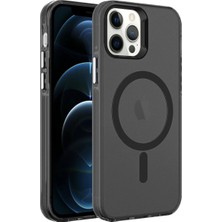 Ahlttiba Apple iPhone 12 Pro Için Uyumlu Kılıf Magsafe Kablosuz Şarj Özellikli Transparan C-Pro Sert Kapak