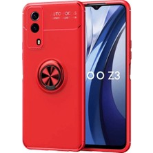 Vivo Y53S 4g Için Uyumlu Kılıf Dönebilen Standlı Olabilen Yüzüklü Renkli Ravel Kapak