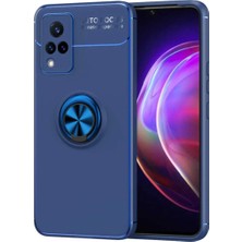 Ummeslem Vivo V21 Uyumlu Cep Telefonu Için Dönebilen Yüzüklü Standlı Silikon Ravel Kapak