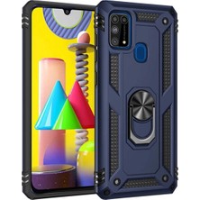 Ummeslem Samsung Galaxy M31 Kılıf Ultra Koruma Darbe Emici Tank Sağlam Çok Saglam Silikon Kapak-Mavi