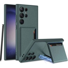 Ahlttiba Samsung Galaxy S24 Ultra Suni Deri Arka Yüzey Kartlıklı Kıpta Silikon Kapak