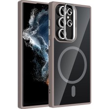 Ummeslem Samsung Galaxy S22 Ultra Için Uyumlu Kılıf Standlı Lens Hediyeli M-Safe Şarj Özellikli Etro Kapak