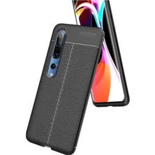Ummeslem Xiaomi Mi 10 Için Uyumlu Ultra Koruma Deri Görünümlü Silikon Yüzey Kılıf Niss Kapak