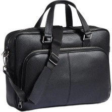 Başkent Çanta  Unisex 15.6 Siyah Deri Laptop Bölmeli Evrak Çantası