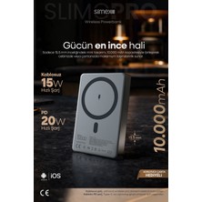 Simex Slim Magsafe Powerbank 10000 mAh - 20W PD Hızlı Şarj Taşınabilir Batarya S-43