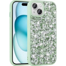 Ahlttiba Apple iPhone 15 Için Uyumlu Kılıf Parlak Taşlı Tasarım Linea Kapak