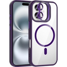 Ahlttiba Apple iPhone 16 Plus Için Uyumlu Kılıf Standlı Lens Hediyeli M-Safe Şarj Özellikli Etro Kapak
