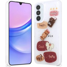 Ahlttiba Samsung Galaxy A14 Için Uyumlu Kılıf Parlayan Simli Kabartma Figürlü Cevze Kapak