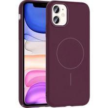 Ahlttiba Apple iPhone 11 Cep Telefonu Için Uyumlu Kılıf Kapak M-Safe Şarj Özellikli Ruby Sert