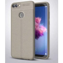 Ummeslem Huawei P Smart Için Uyumlu Ultra Koruma Deri Görünümlü Silikon Yüzey Kılıf Niss Kapak