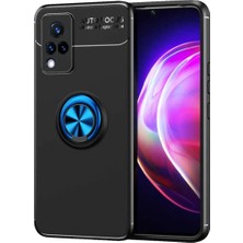 Ummeslem Vivo V21 Uyumlu Cep Telefonu Için Dönebilen Yüzüklü Standlı Silikon Ravel Kapak