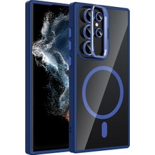 Ahlttiba Samsung Galaxy S23 Ultra Için Uyumlu Kılıf Standlı Lens Hediyeli M-Safe Şarj Özellikli Etro Kapak