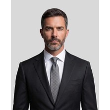 1001 Kravat Nokta Desenli Gri Kravat - 8 cm genişliğinde