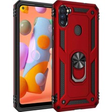 Ahlttiba Samsung Galaxy M11 Kılıf Ultra Koruma Darbe Emici Tank Sağlam Çok Saglam Silikon Kapak-Kırmızı